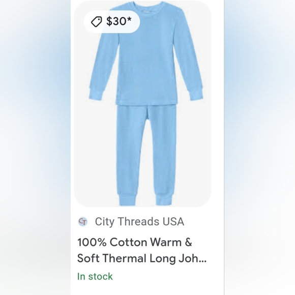 City Threads Boy's 100% Organic cotton Soft & Warm Thermal Long John Set Size 5 - Picture 6 of 7